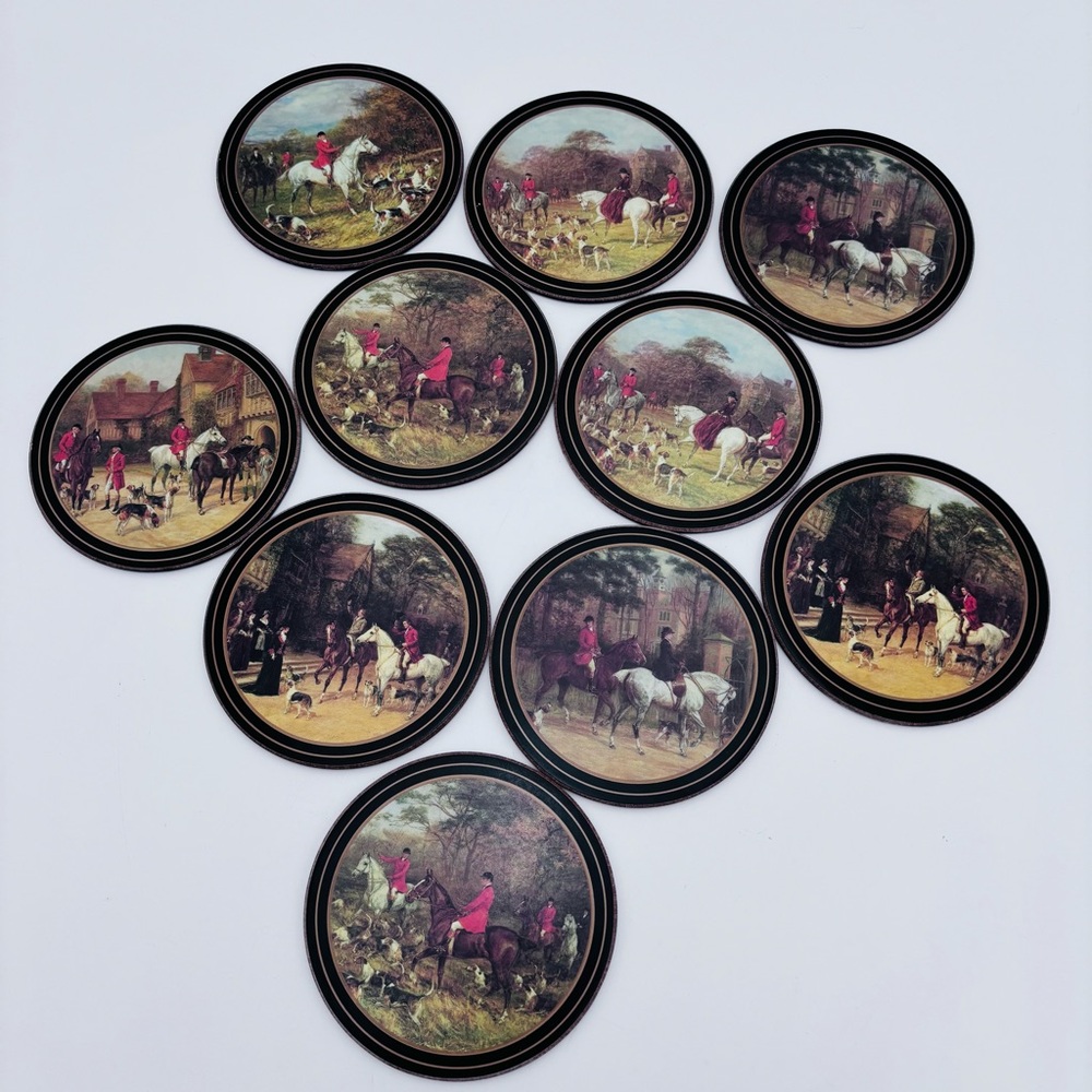 Pimpernel Tally Ho Round Coasters Set of 10 Equestrian Horses Hunt